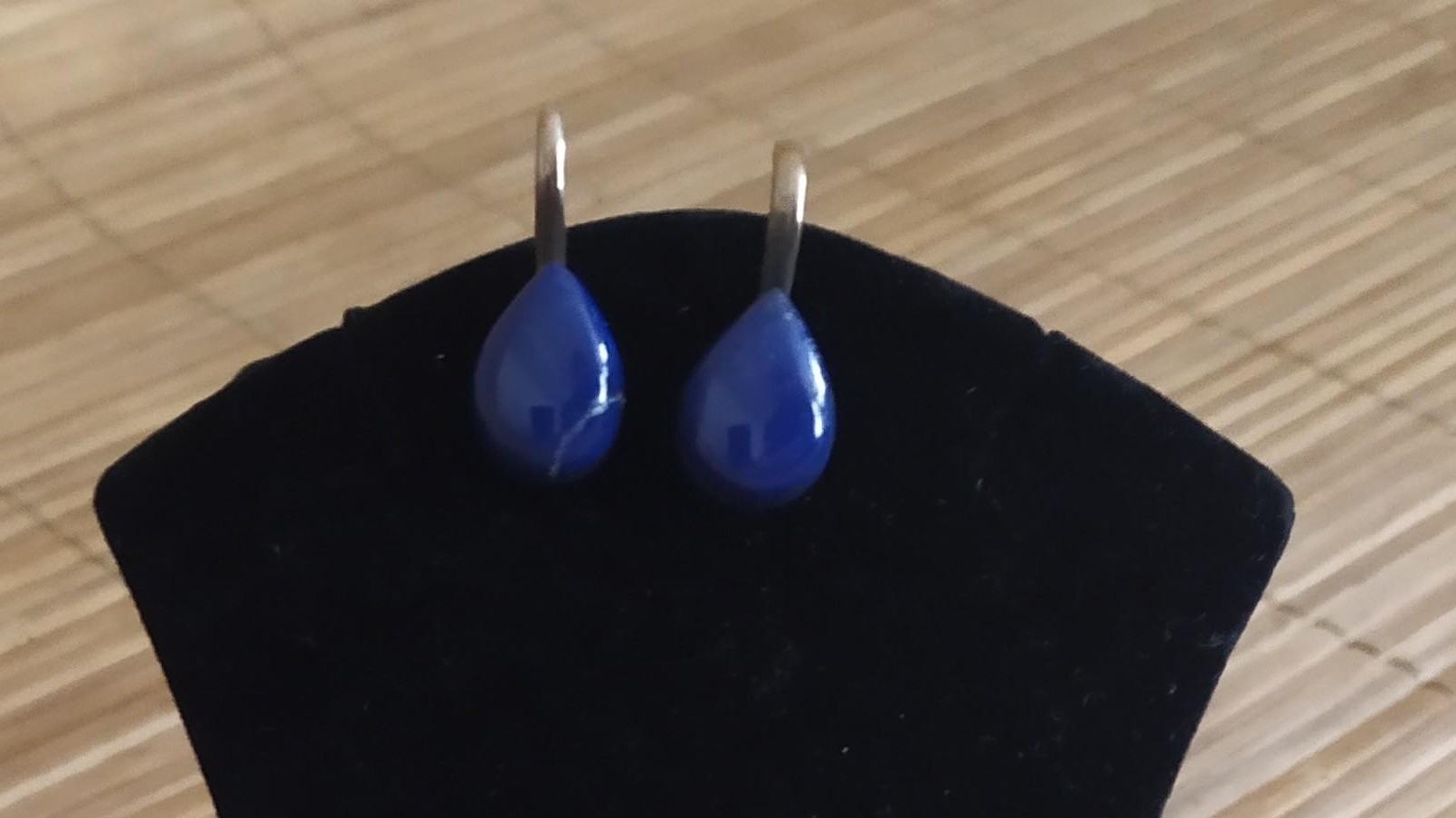 Boucle d oreille bombee lapis lazuli