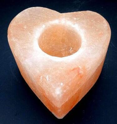Bougeoir en forme de coeur en sel d himalaya