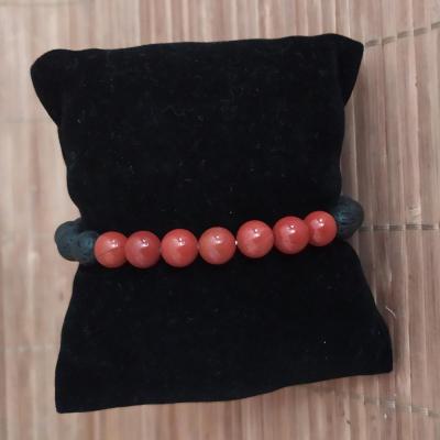 Bracelet homme pierre de lave jaspe rouge